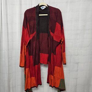 DG2 by Diane Gilman Cardigan Patchwork Colorblock Open Boho Festival 3X